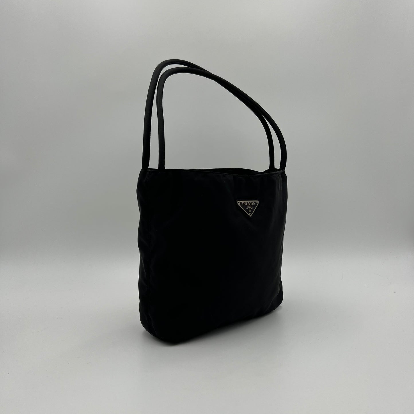 Prada Black Nylon Double Strap Small Tote