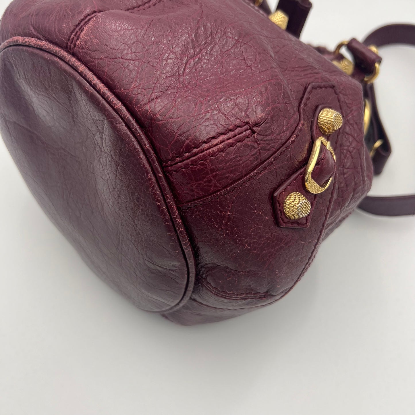 Balenciaga Wine Leather Giant 12 Mini Pompon