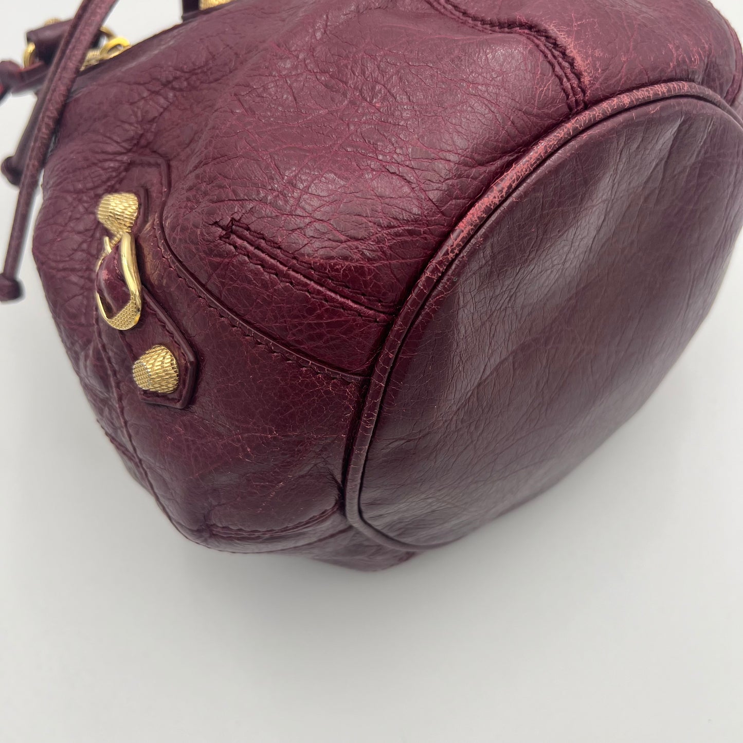 Balenciaga Wine Leather Giant 12 Mini Pompon