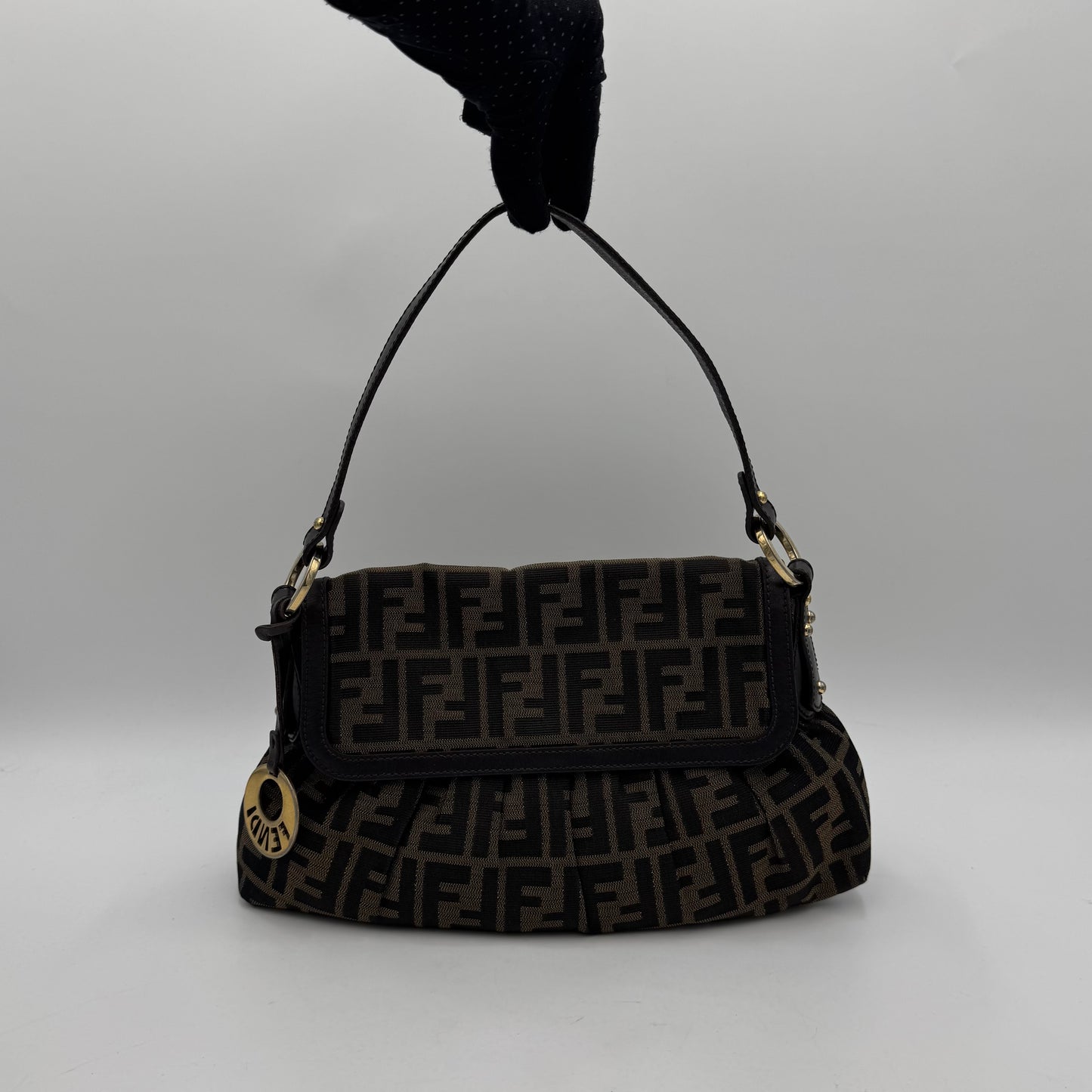 Fendi Tobacco Zucca Canvas Chef Flap Shoulder Bag