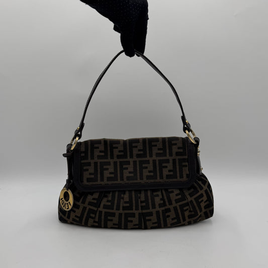 Fendi Tobacco Zucca Canvas Chef Flap Shoulder Bag
