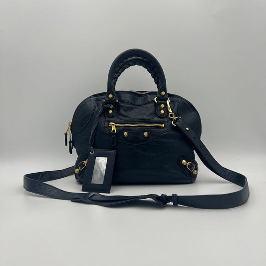 Balenciaga Navy Blue Leather Giant 12 Bowling Two-Way Bag GHW