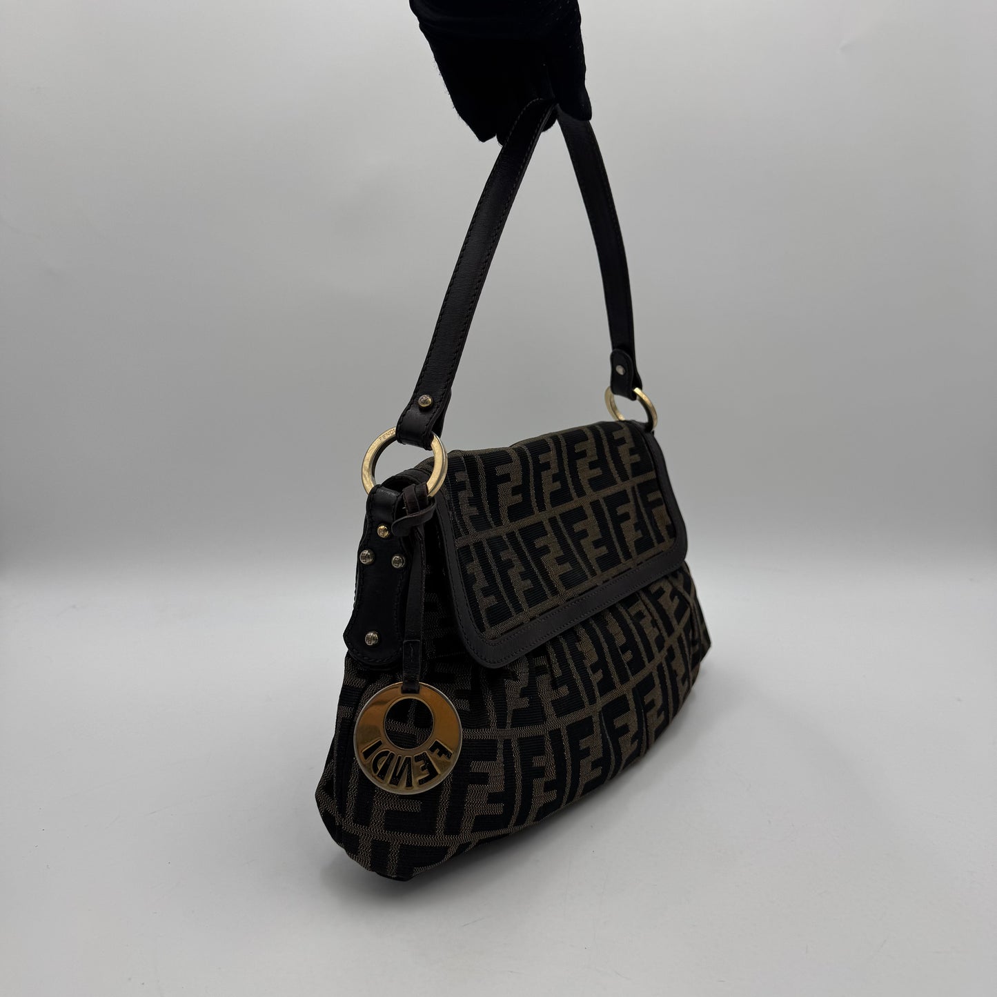 Fendi Tobacco Zucca Canvas Chef Flap Shoulder Bag