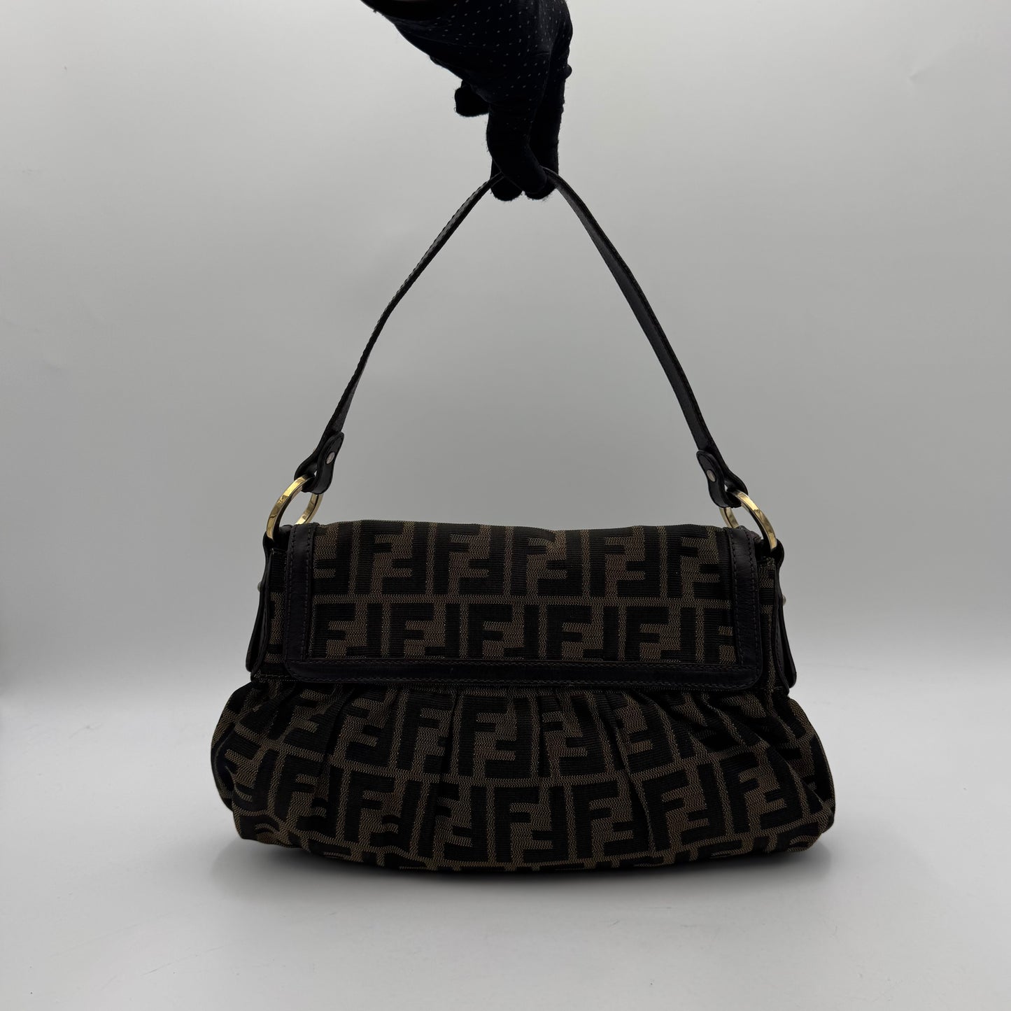Fendi Tobacco Zucca Canvas Chef Flap Shoulder Bag