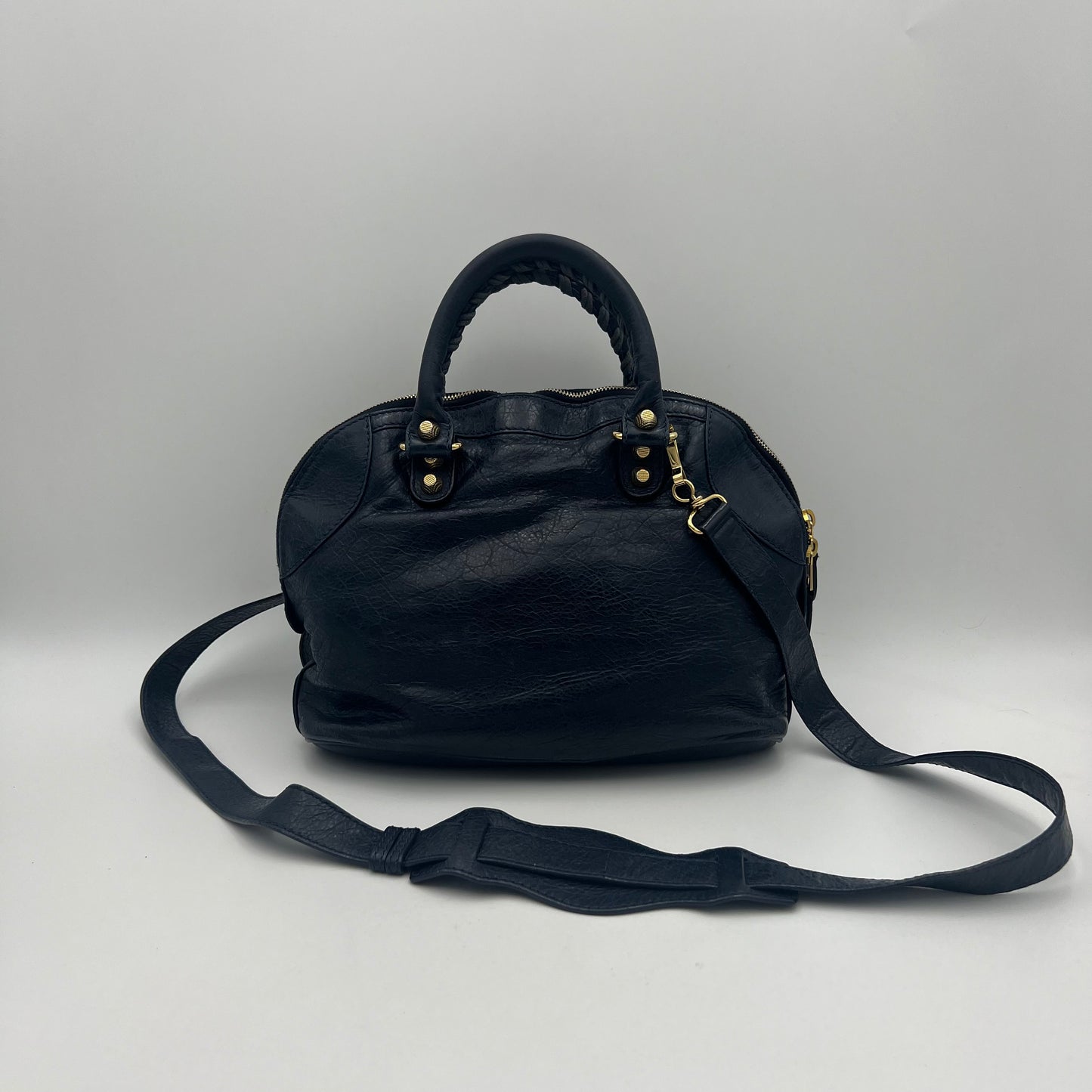 Balenciaga Navy Blue Leather Giant 12 Bowling Two-Way Bag GHW