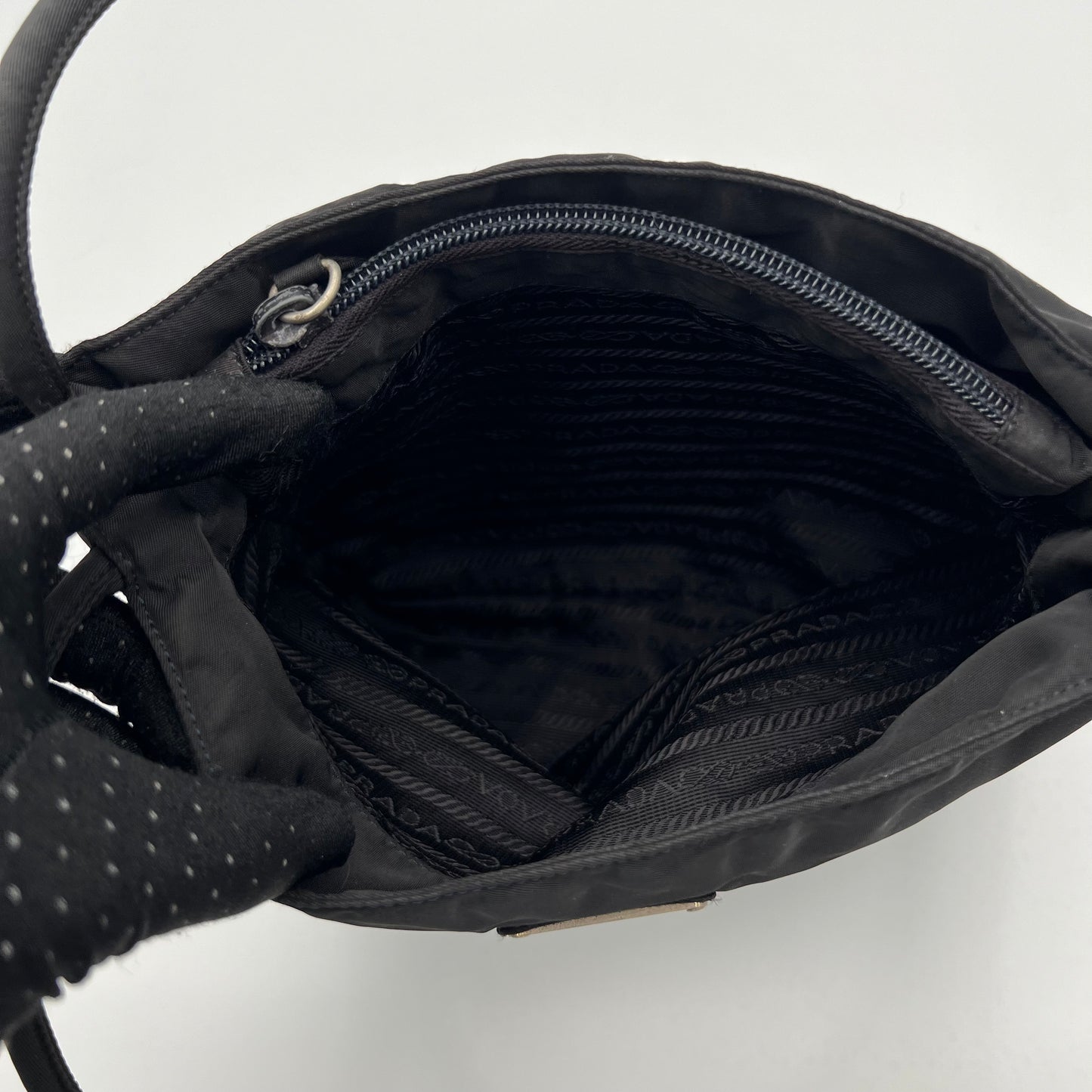 Prada Black Nylon Double Strap Small Tote