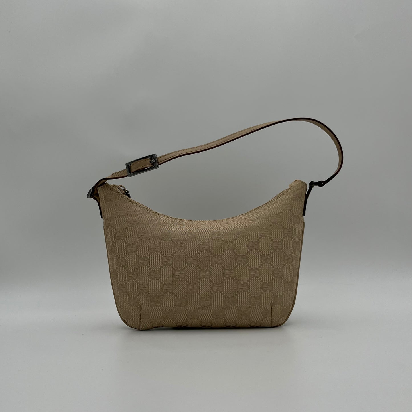 Gucci Beige Monogram Canvas and Leather Hobo Pochette