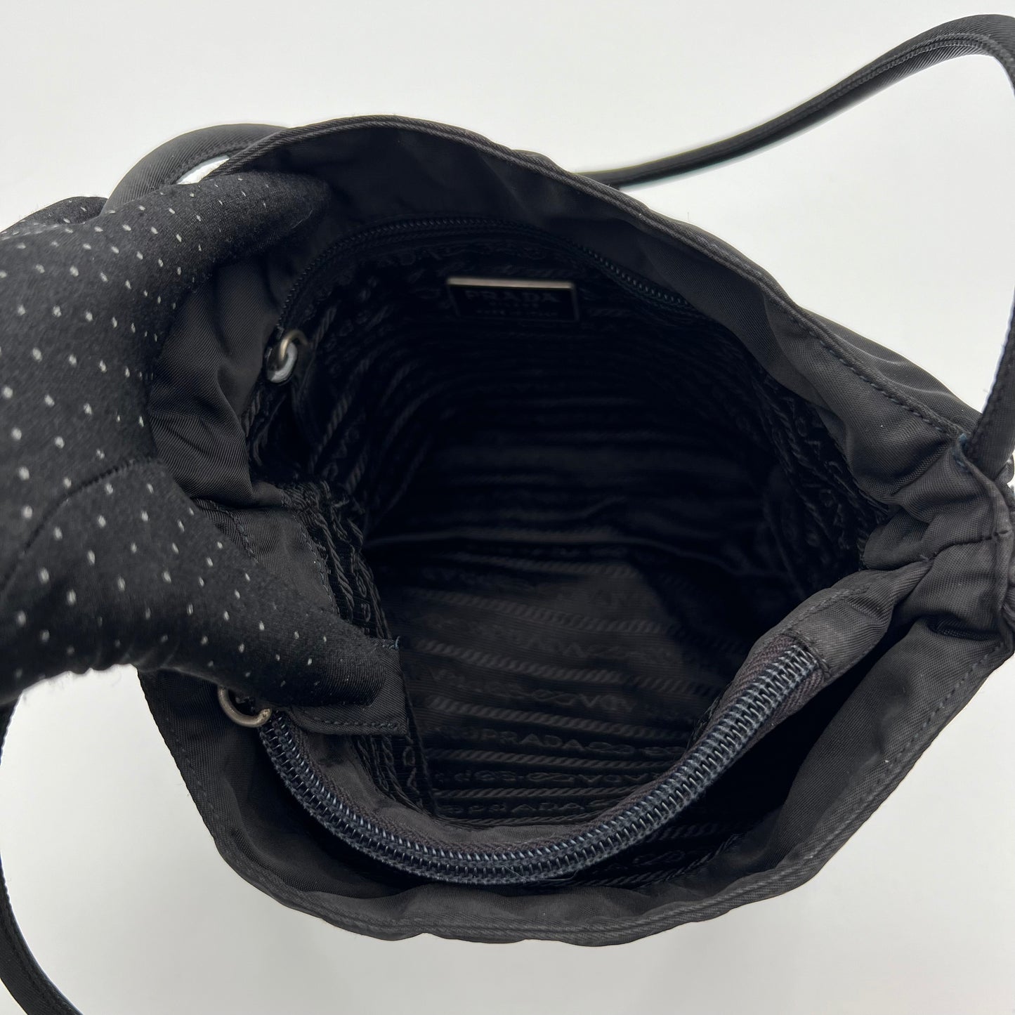 Prada Black Nylon Double Strap Small Tote