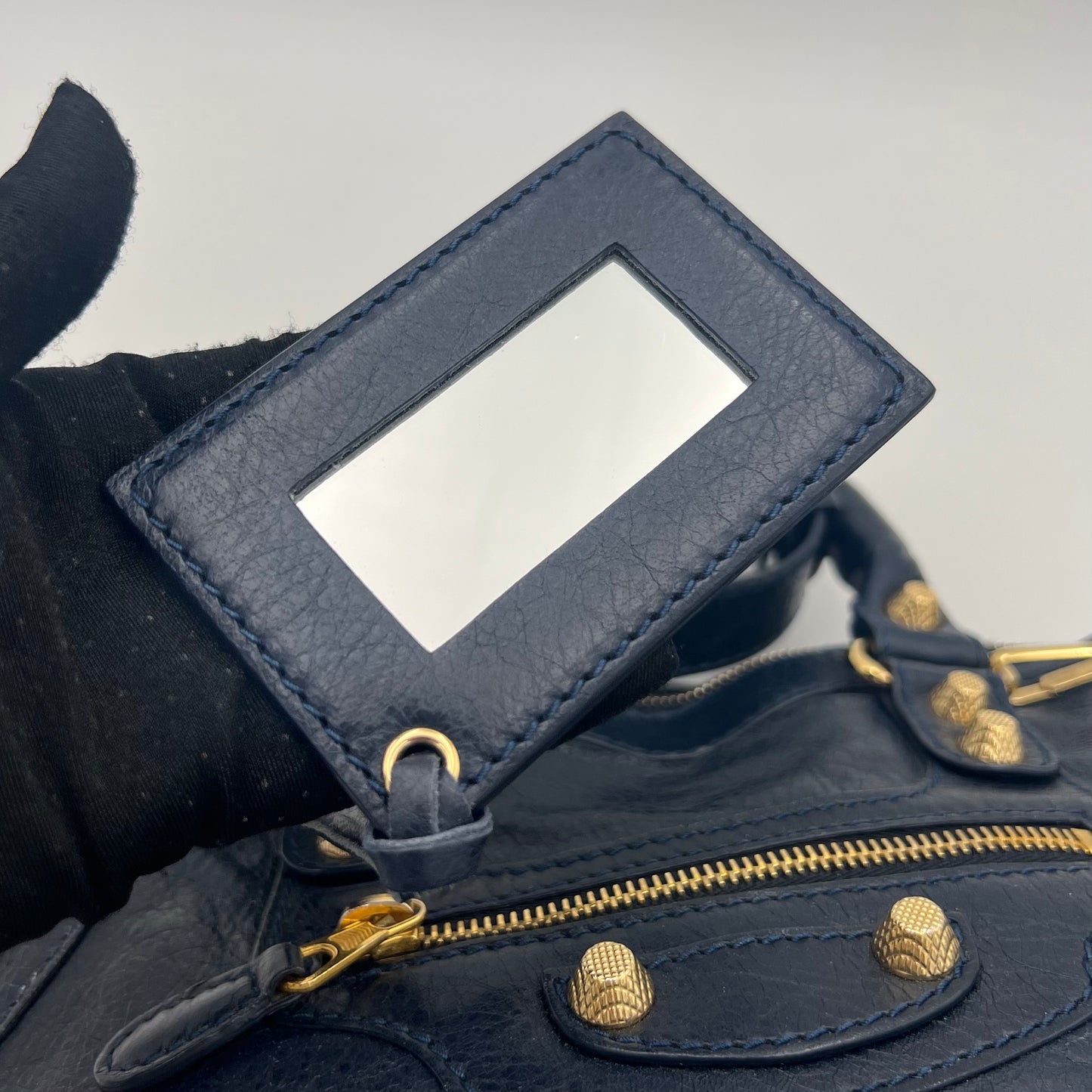 Balenciaga Navy Blue Leather Giant 12 Bowling Two-Way Bag GHW