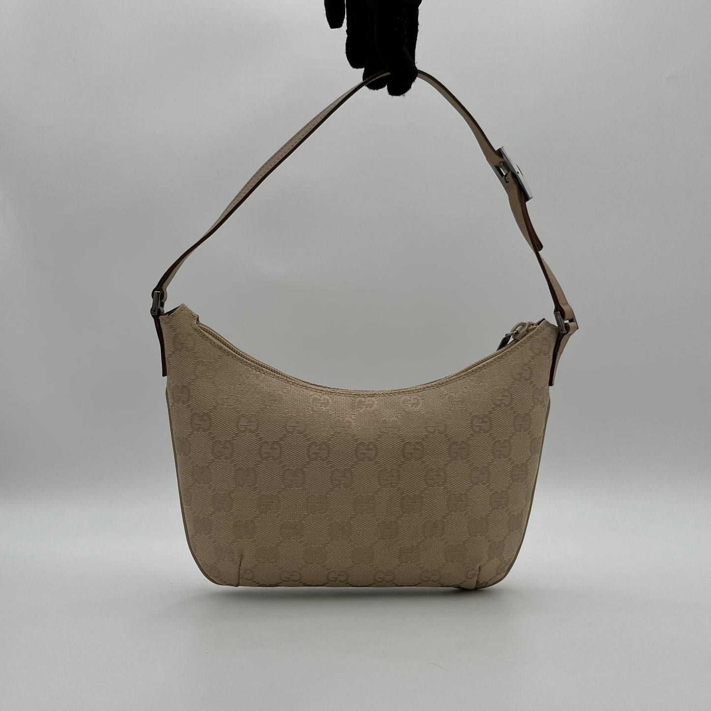 Gucci Beige Monogram Canvas and Leather Hobo Pochette