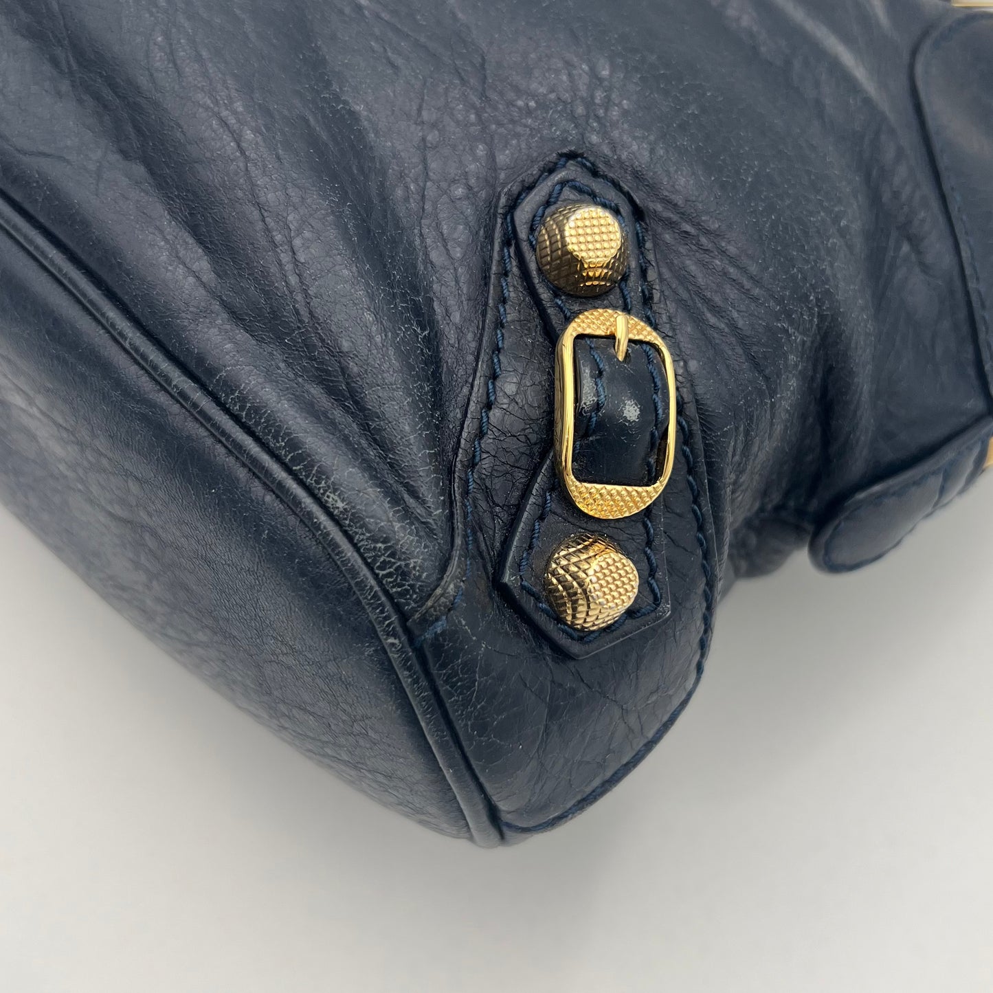 Balenciaga Navy Blue Leather Giant 12 Bowling Two-Way Bag GHW