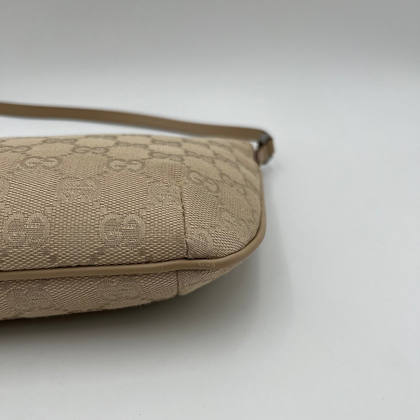 Gucci Beige Monogram Canvas and Leather Hobo Pochette