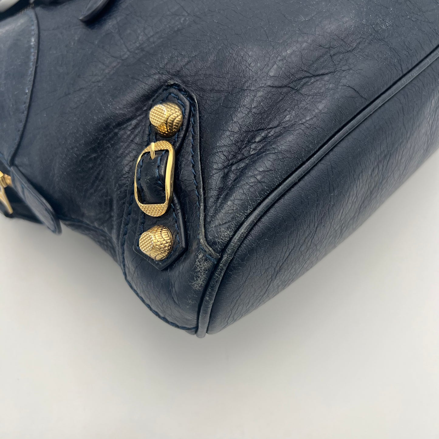Balenciaga Navy Blue Leather Giant 12 Bowling Two-Way Bag GHW