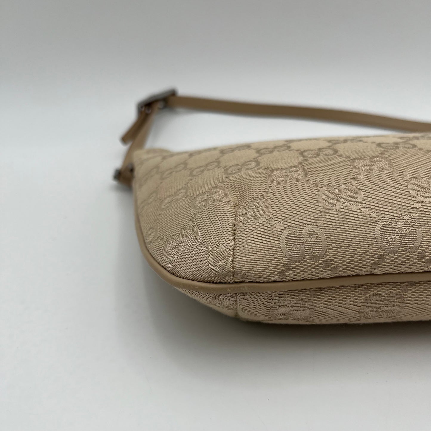 Gucci Beige Monogram Canvas and Leather Hobo Pochette