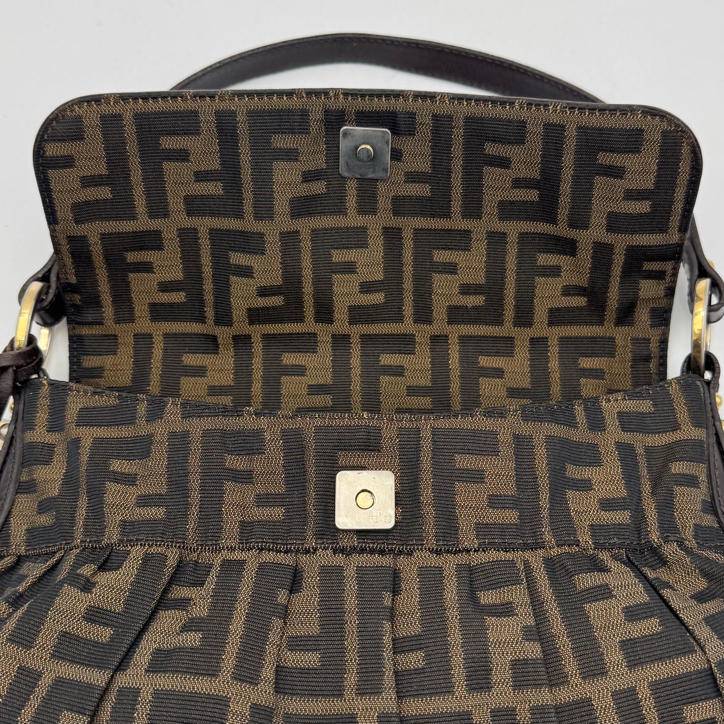 Fendi Tobacco Zucca Canvas Chef Flap Shoulder Bag