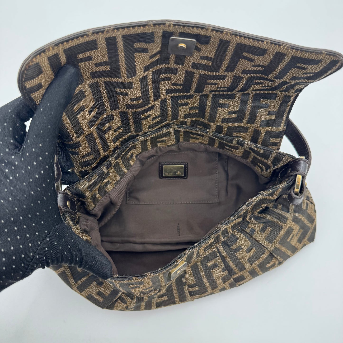 Fendi Tobacco Zucca Canvas Chef Flap Shoulder Bag