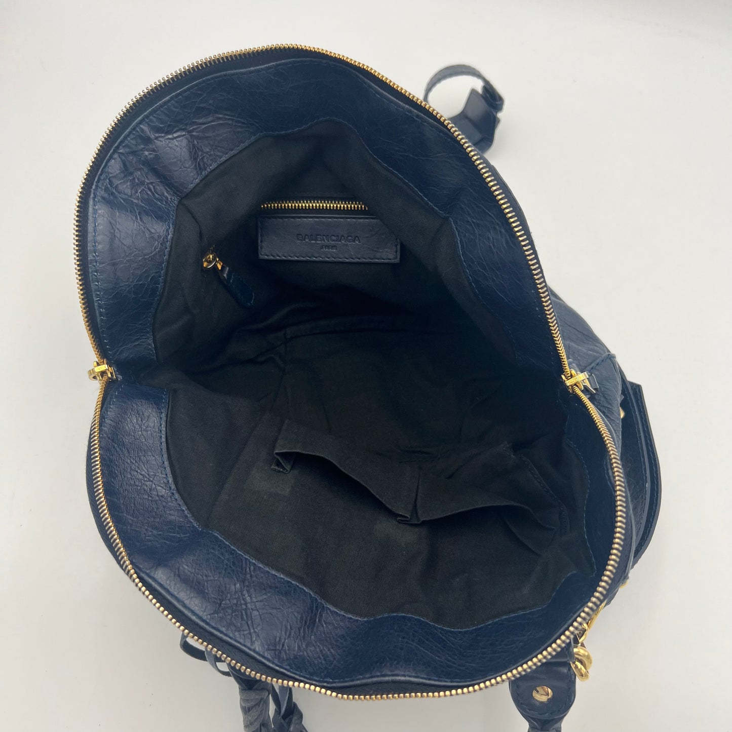 Balenciaga Navy Blue Leather Giant 12 Bowling Two-Way Bag GHW
