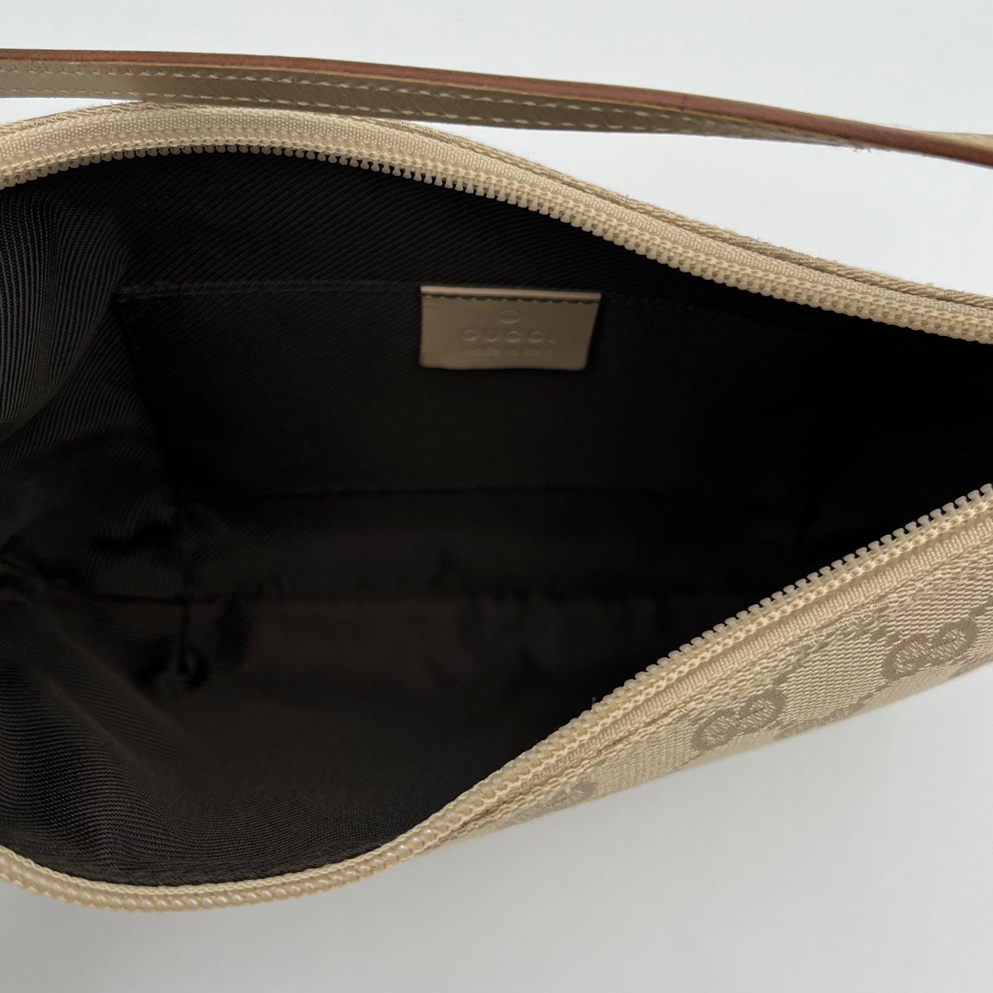 Gucci Beige Monogram Canvas and Leather Hobo Pochette