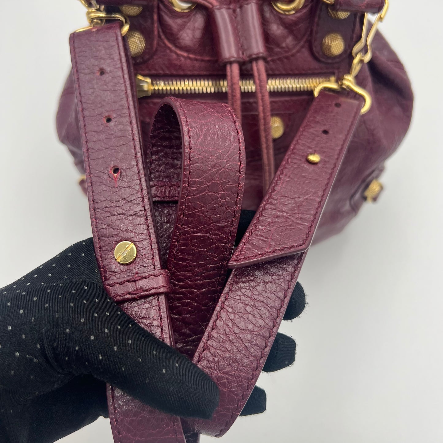 Balenciaga Wine Leather Giant 12 Mini Pompon