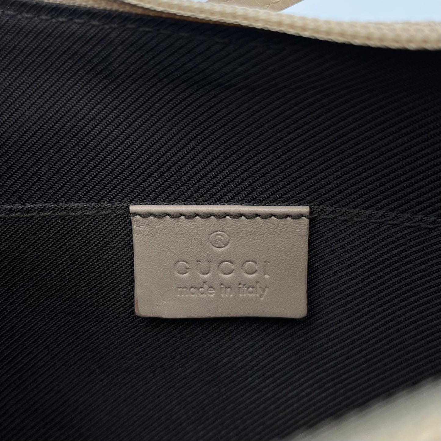 Gucci Beige Monogram Canvas and Leather Hobo Pochette