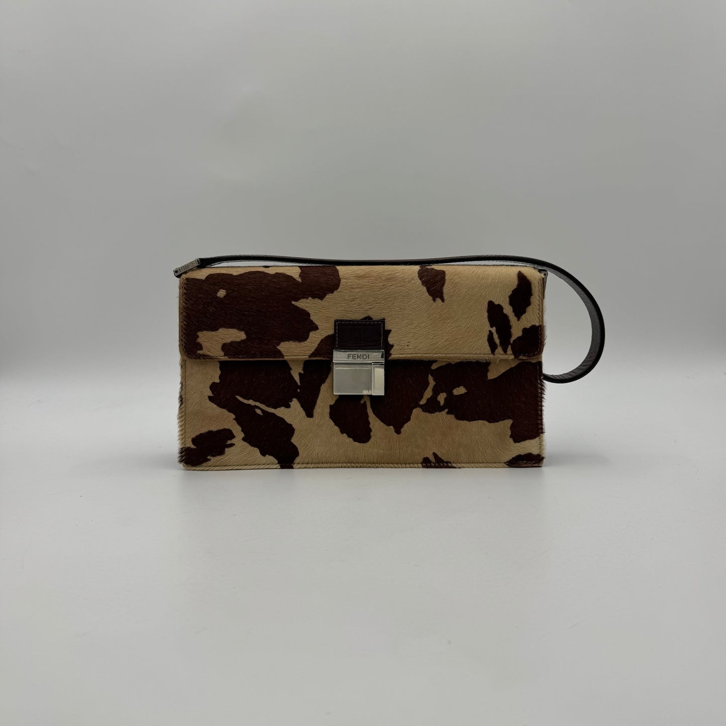 Fendi Brown Cow-print Calf Hair Shoulder Bag