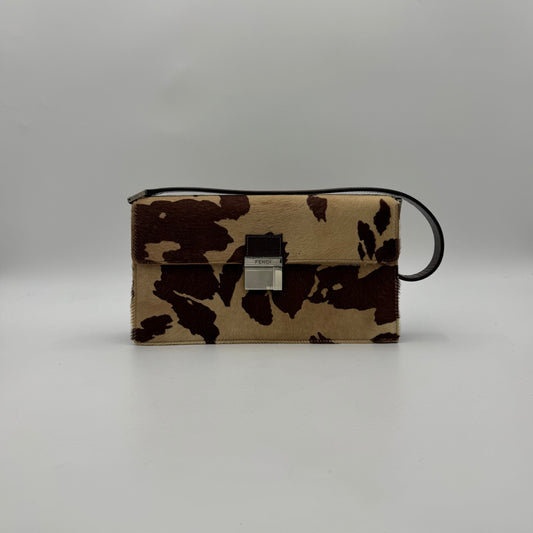Fendi Brown Cow-print Calf Hair Shoulder Bag
