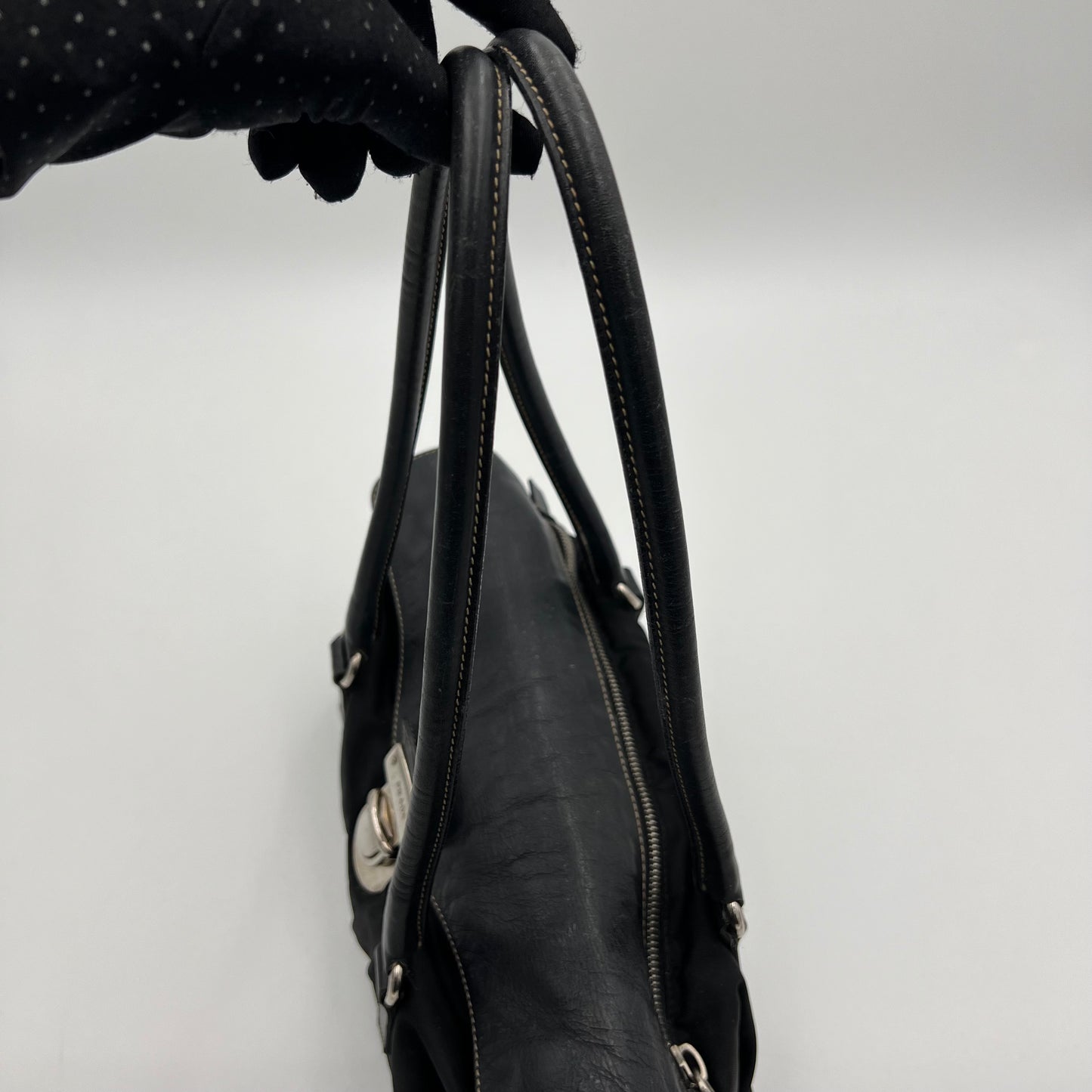 Prada Black Nylon and Leather Easy Shoulder Bag