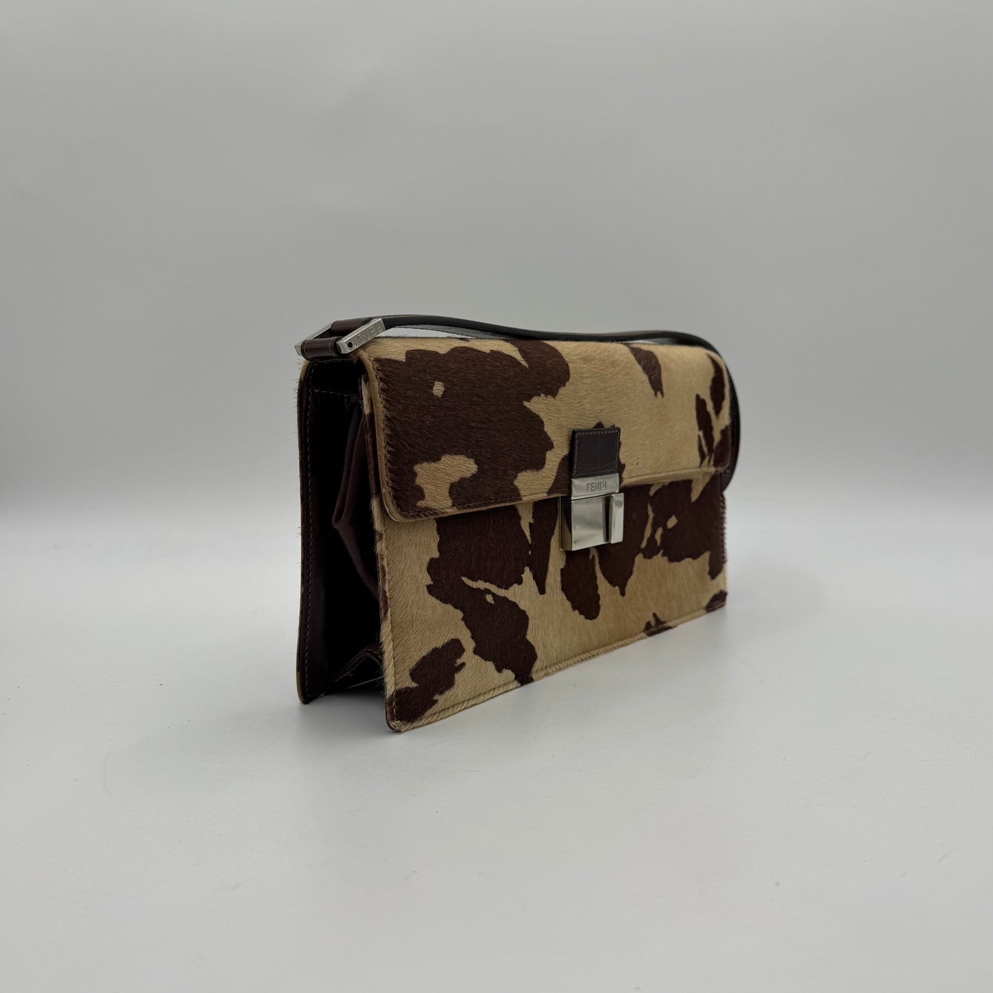 Fendi Brown Cow-print Calf Hair Shoulder Bag