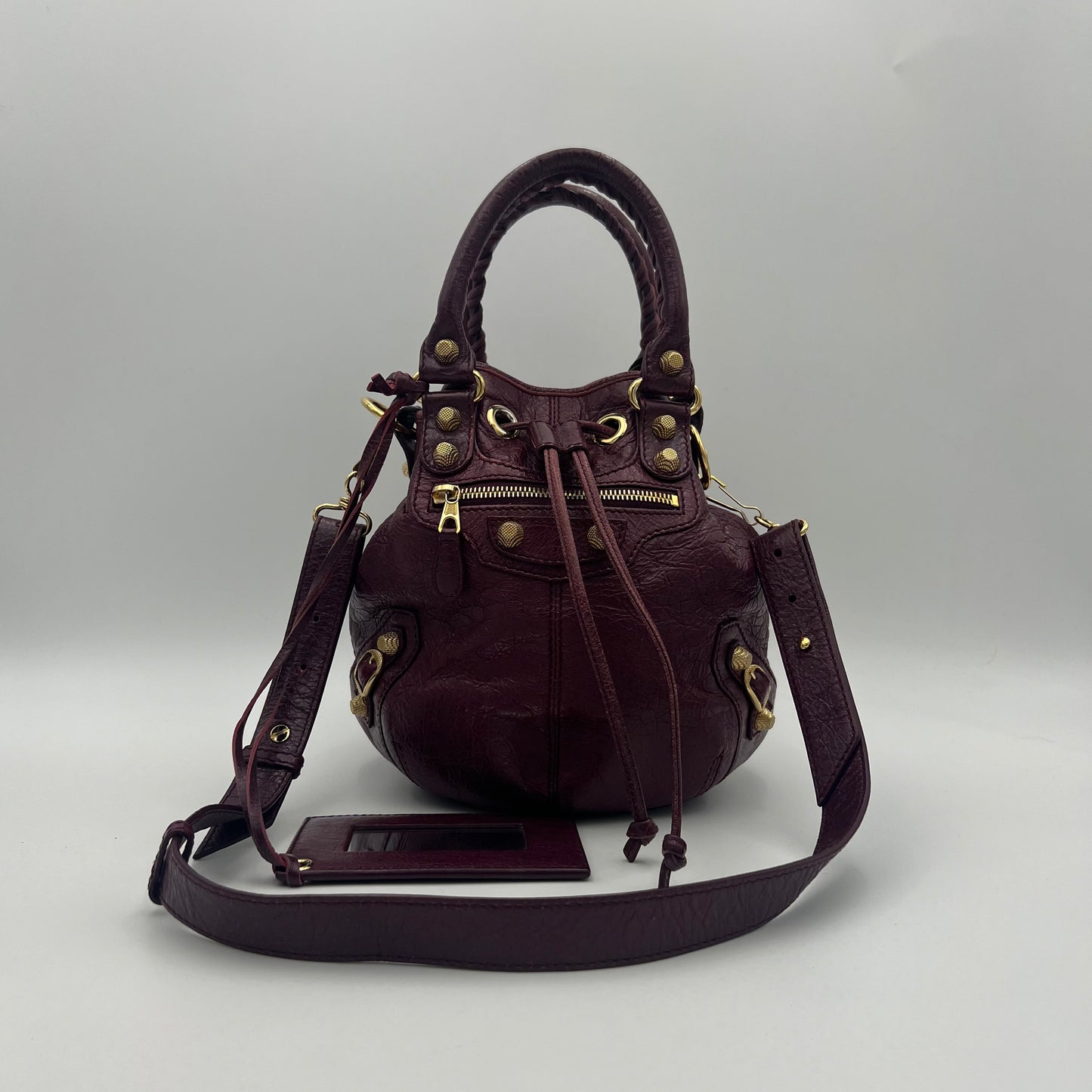 Balenciaga Wine Leather Giant 12 Mini Pompon