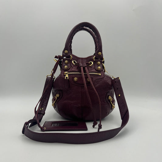 Balenciaga Wine Leather Giant 12 Mini Pompon