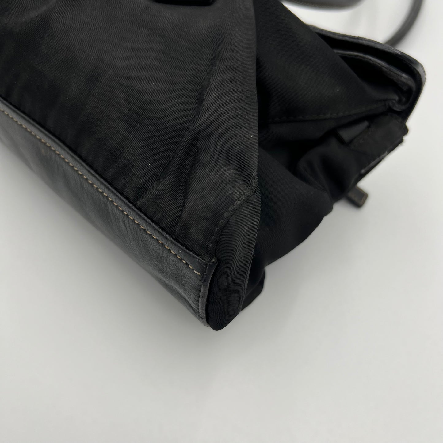 Prada Black Nylon and Leather Easy Shoulder Bag