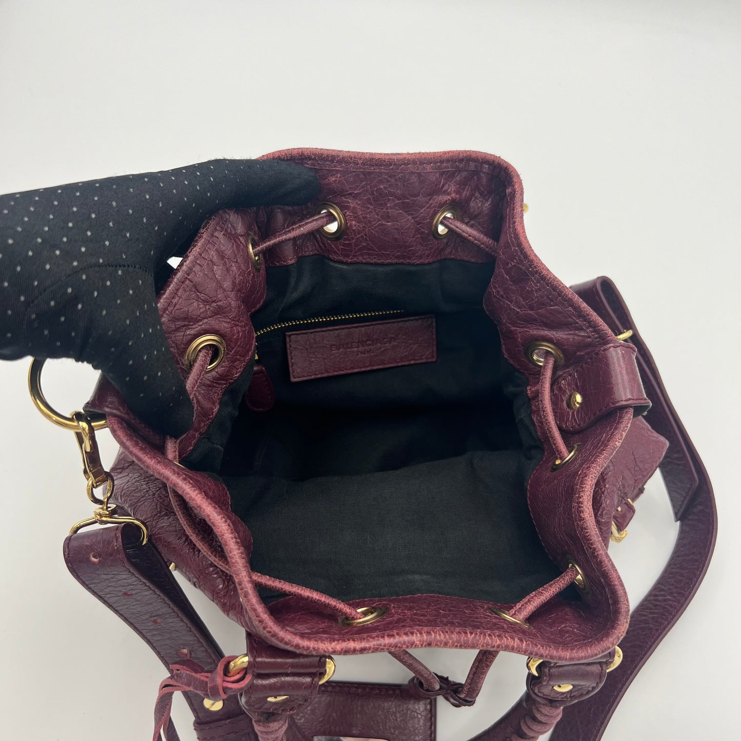 Balenciaga Wine Leather Giant 12 Mini Pompon