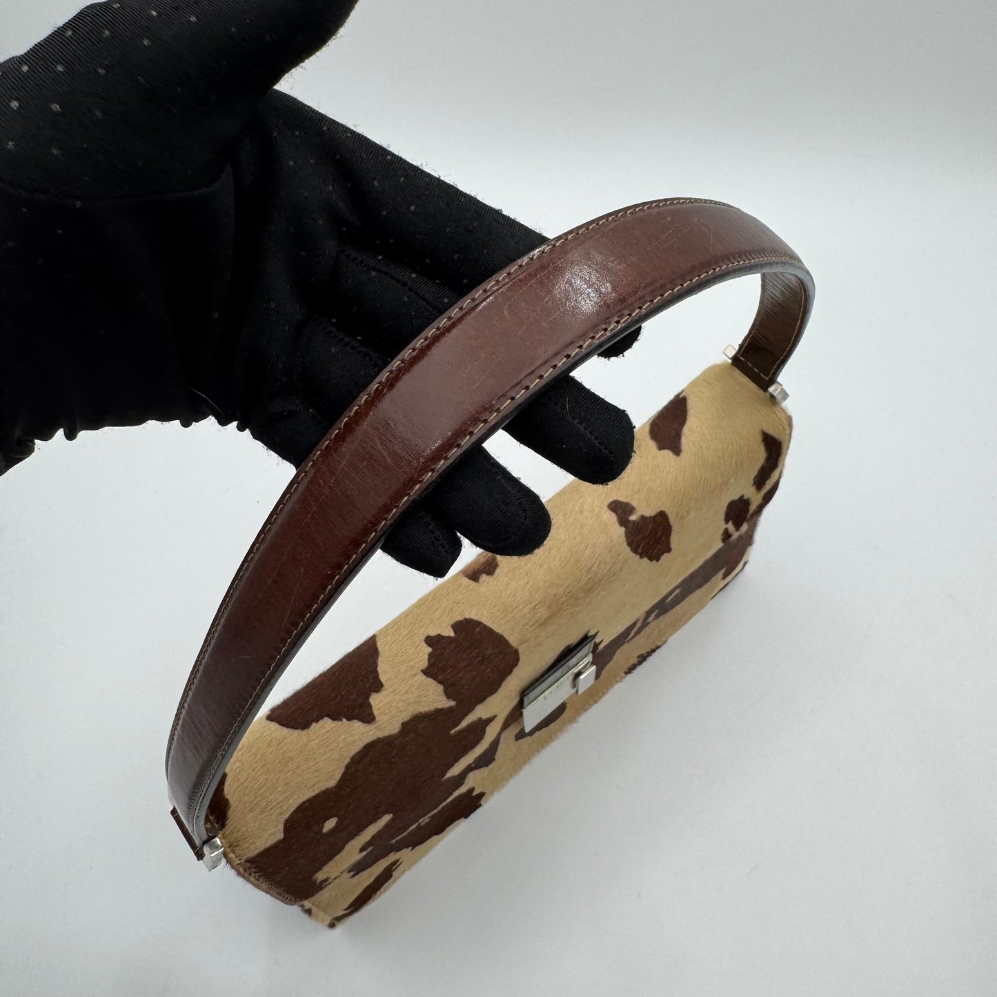 Fendi Brown Cow-print Calf Hair Shoulder Bag
