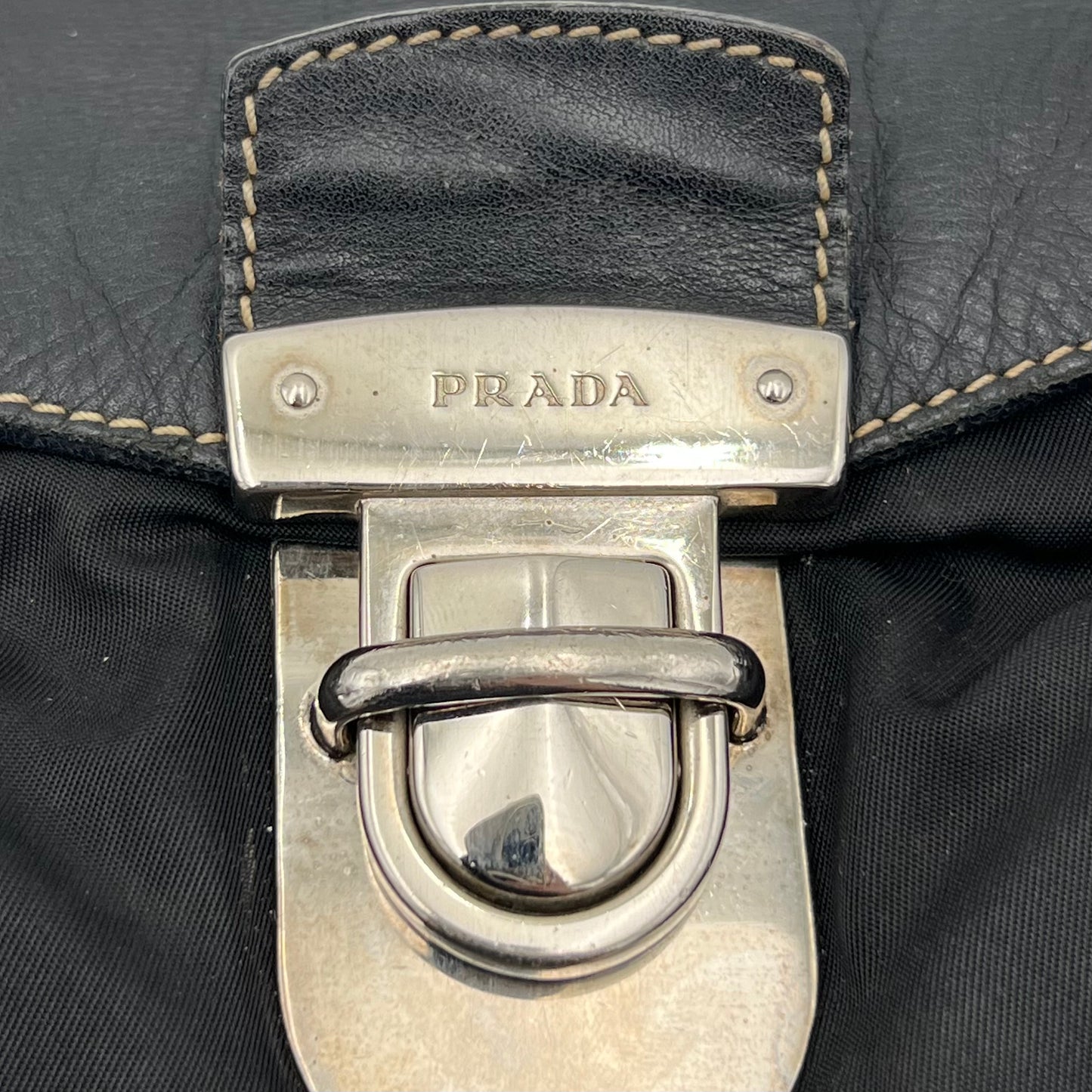 Prada Black Nylon and Leather Easy Shoulder Bag