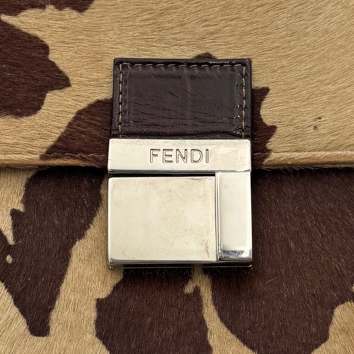 Fendi Brown Cow-print Calf Hair Shoulder Bag