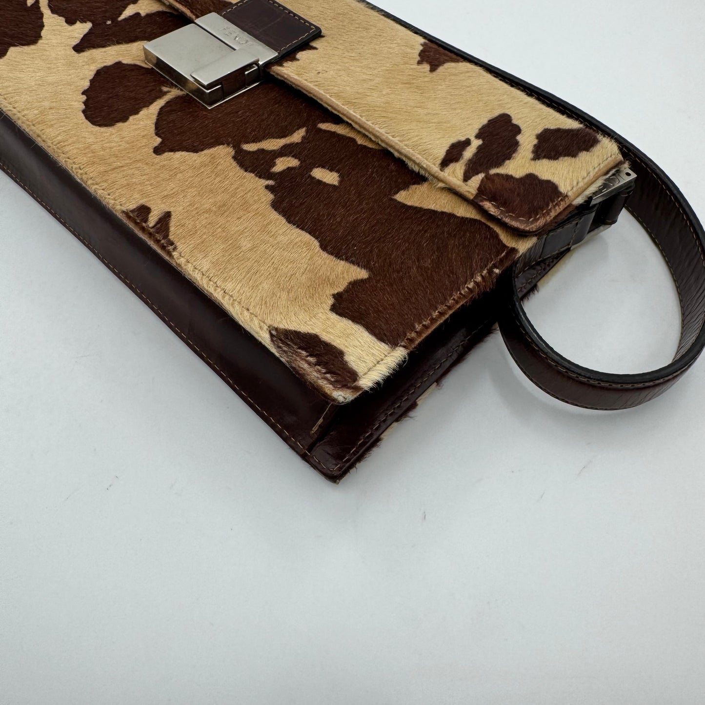 Fendi Brown Cow-print Calf Hair Shoulder Bag