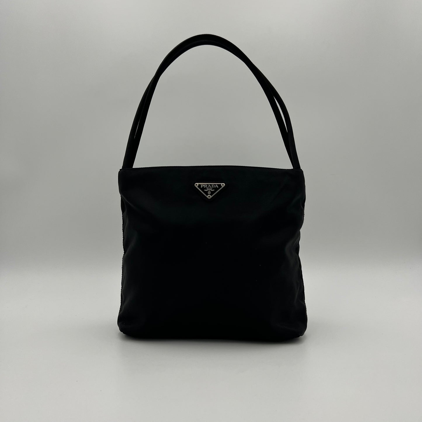 Prada Black Nylon Double Strap Small Tote