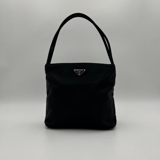 Prada Black Nylon Double Strap Small Tote
