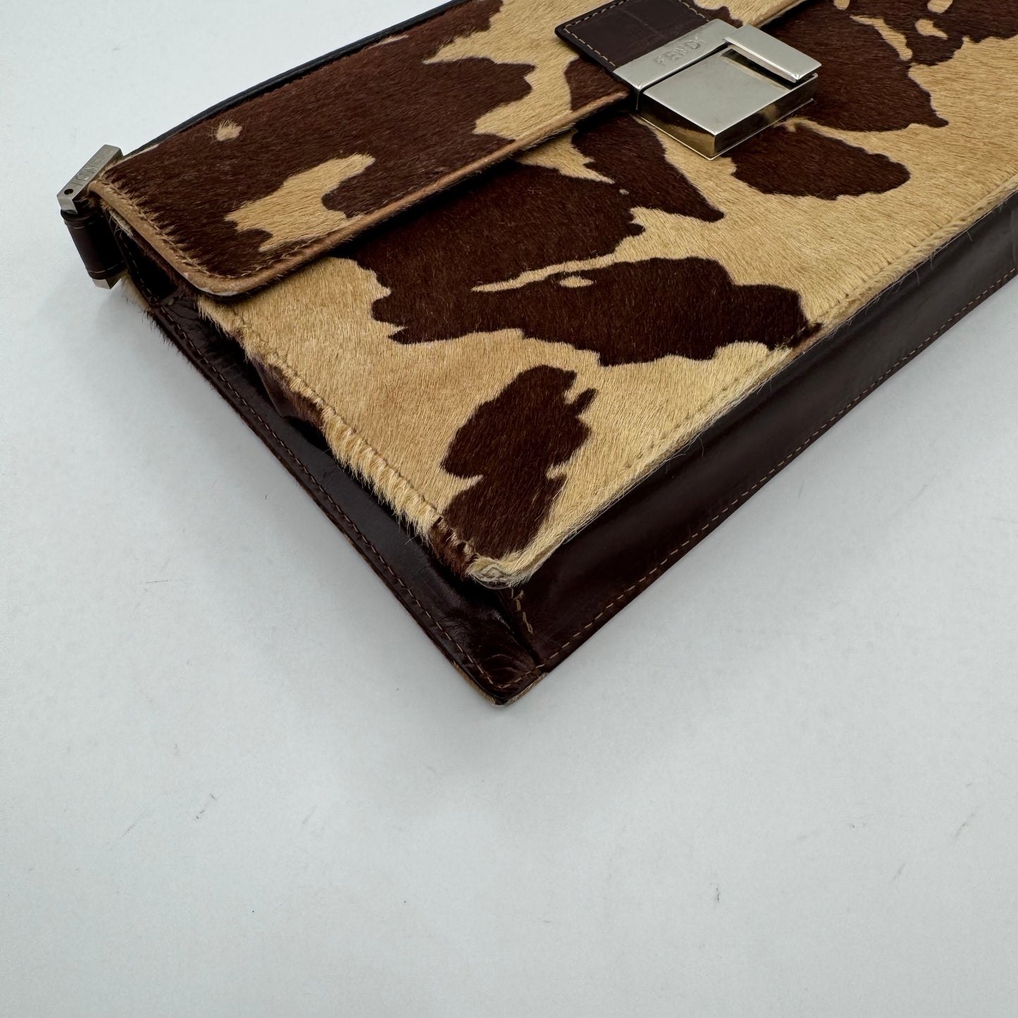 Fendi Brown Cow-print Calf Hair Shoulder Bag