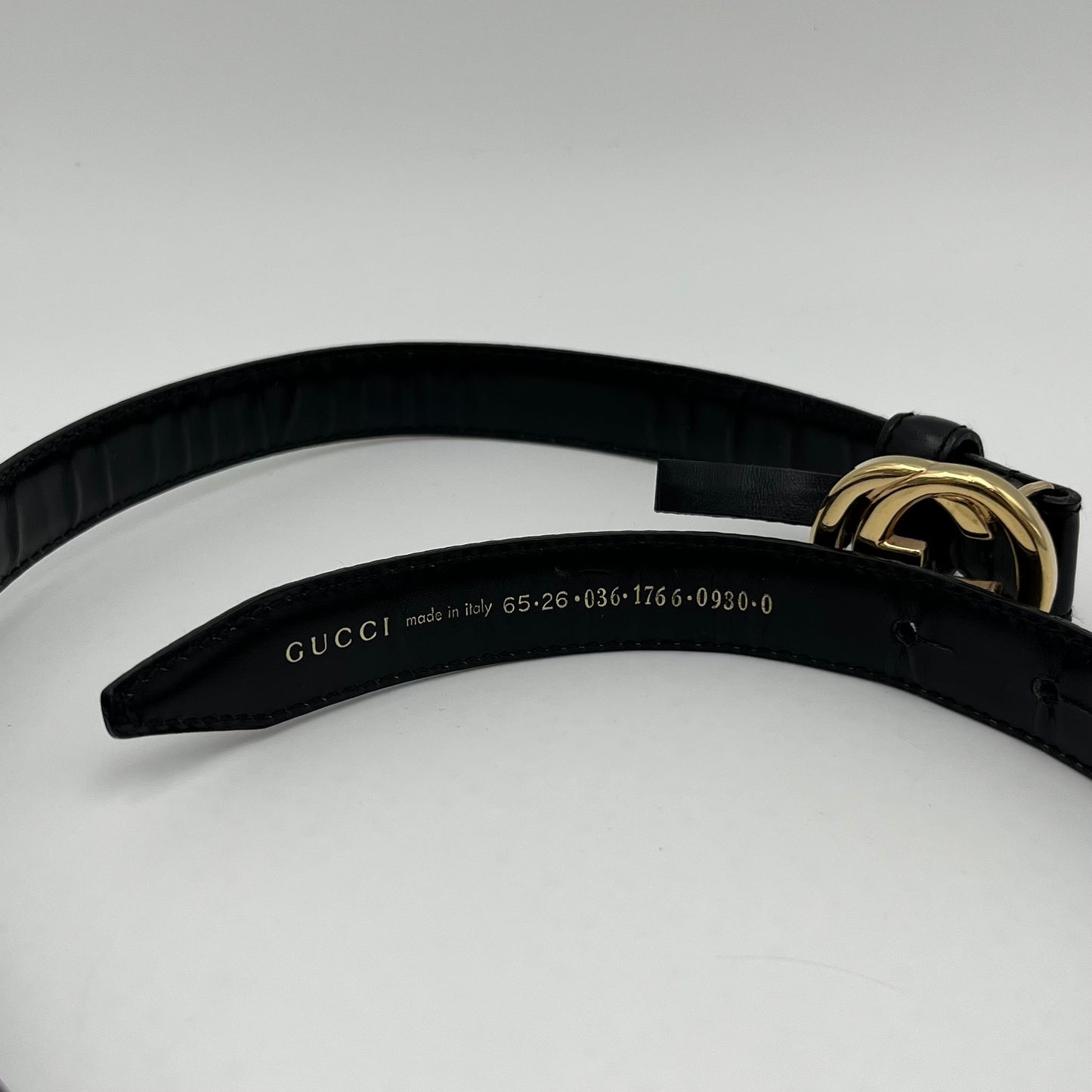 Gucci Black Leather Blondie Interlocking G Belt GWH Size 65
