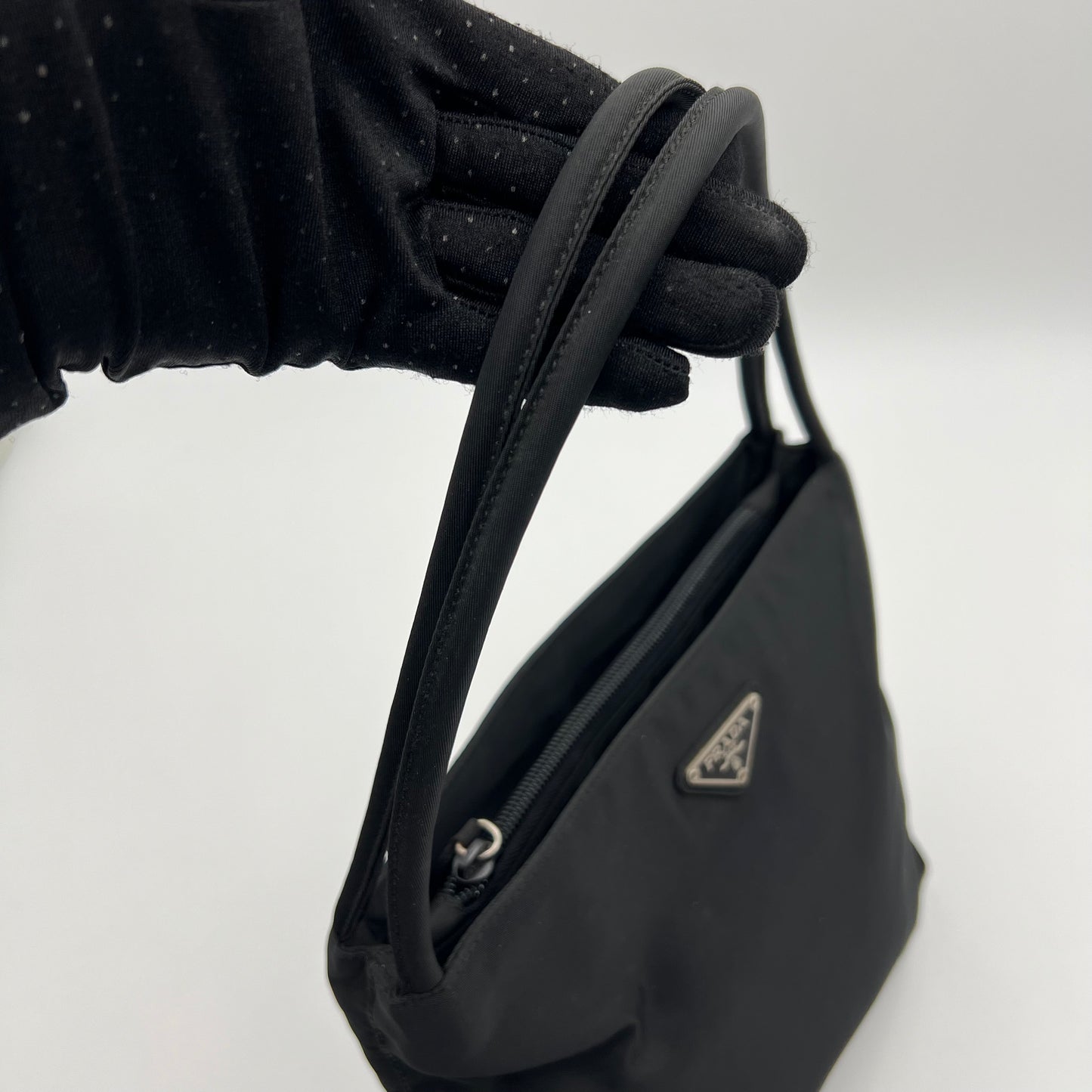 Prada Black Nylon Double Strap Small Tote