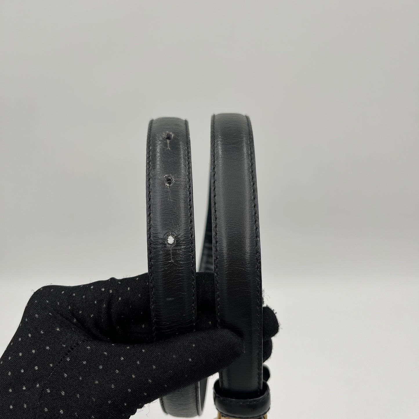Gucci Black Leather Blondie Interlocking G Belt GWH Size 65