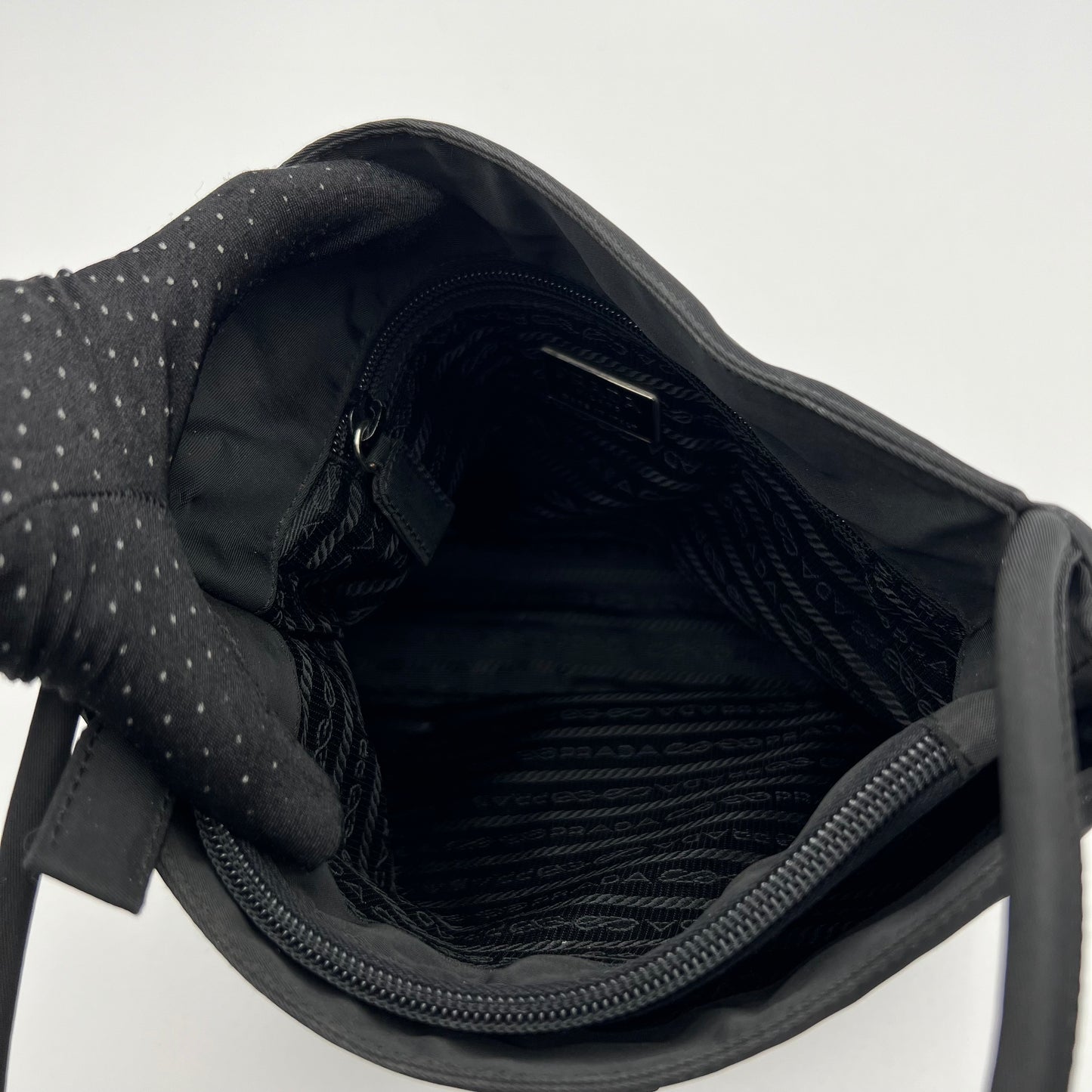 Prada Black Nylon Double Strap Small Tote