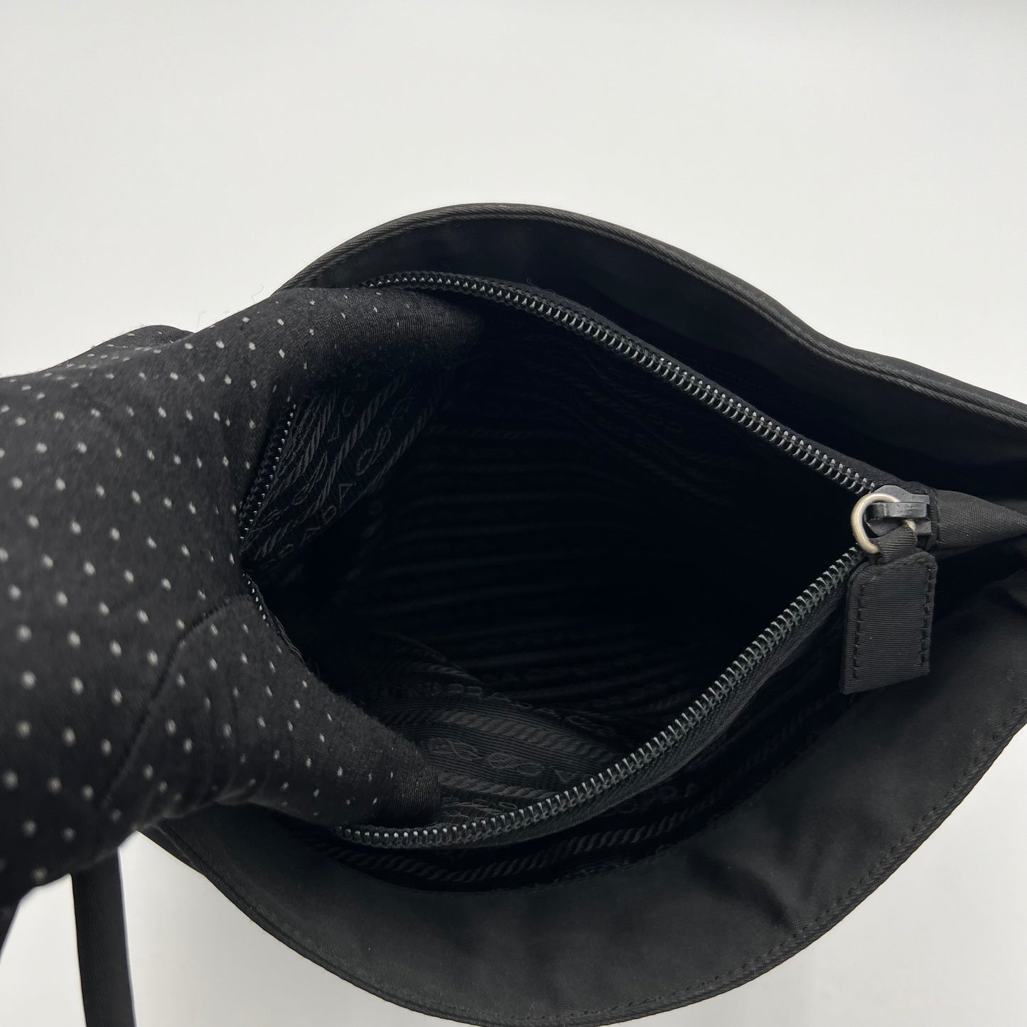 Prada Black Nylon Double Strap Small Tote