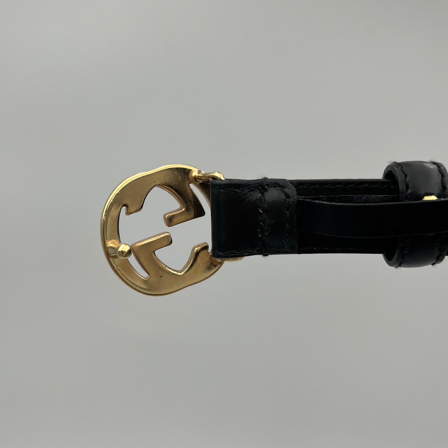 Gucci Black Leather Blondie Interlocking G Belt GWH Size 65