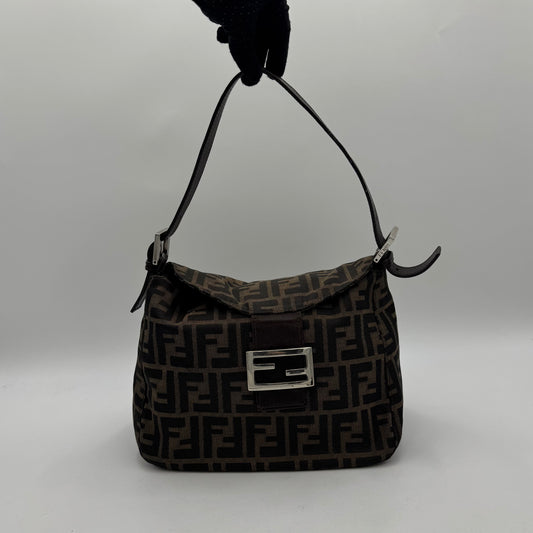 Fendi Tobacco Zucca Double Flap Baguette