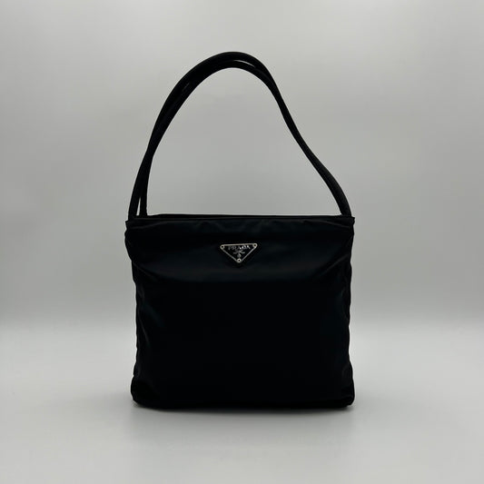 Prada Black Nylon Double Strap Small Tote