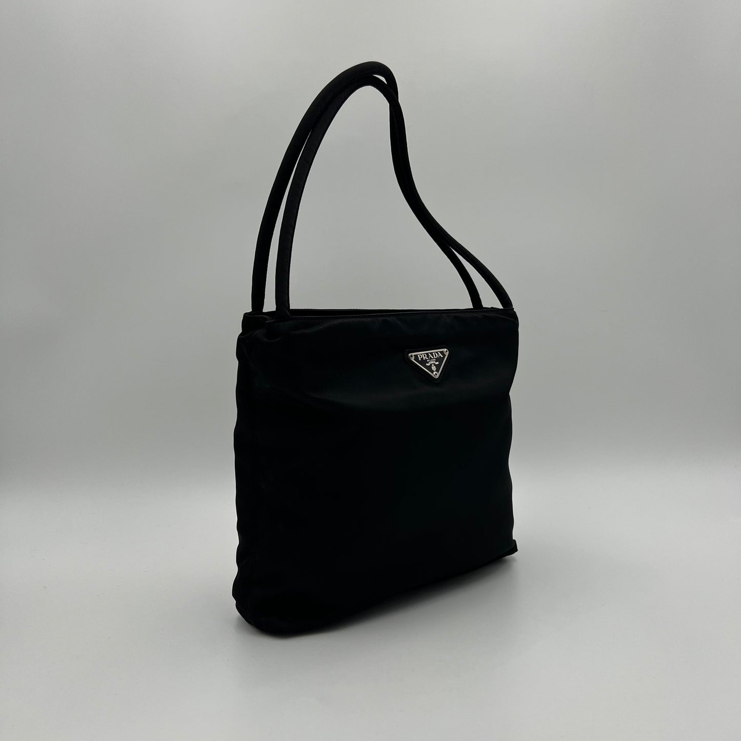 Prada Black Nylon Double Strap Small Tote