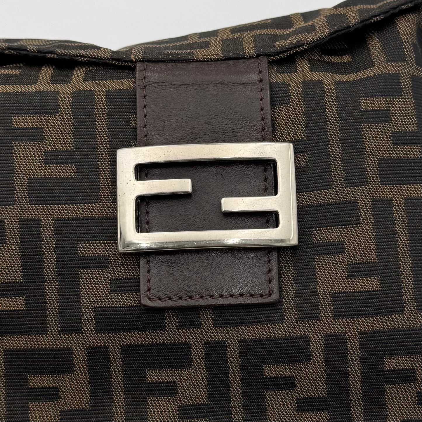 Fendi Tobacco Zucca Double Flap Baguette
