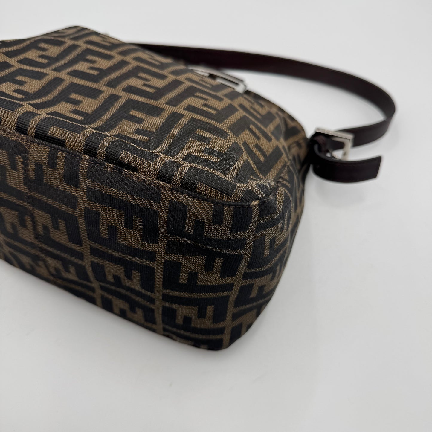 Fendi Tobacco Zucca Double Flap Baguette
